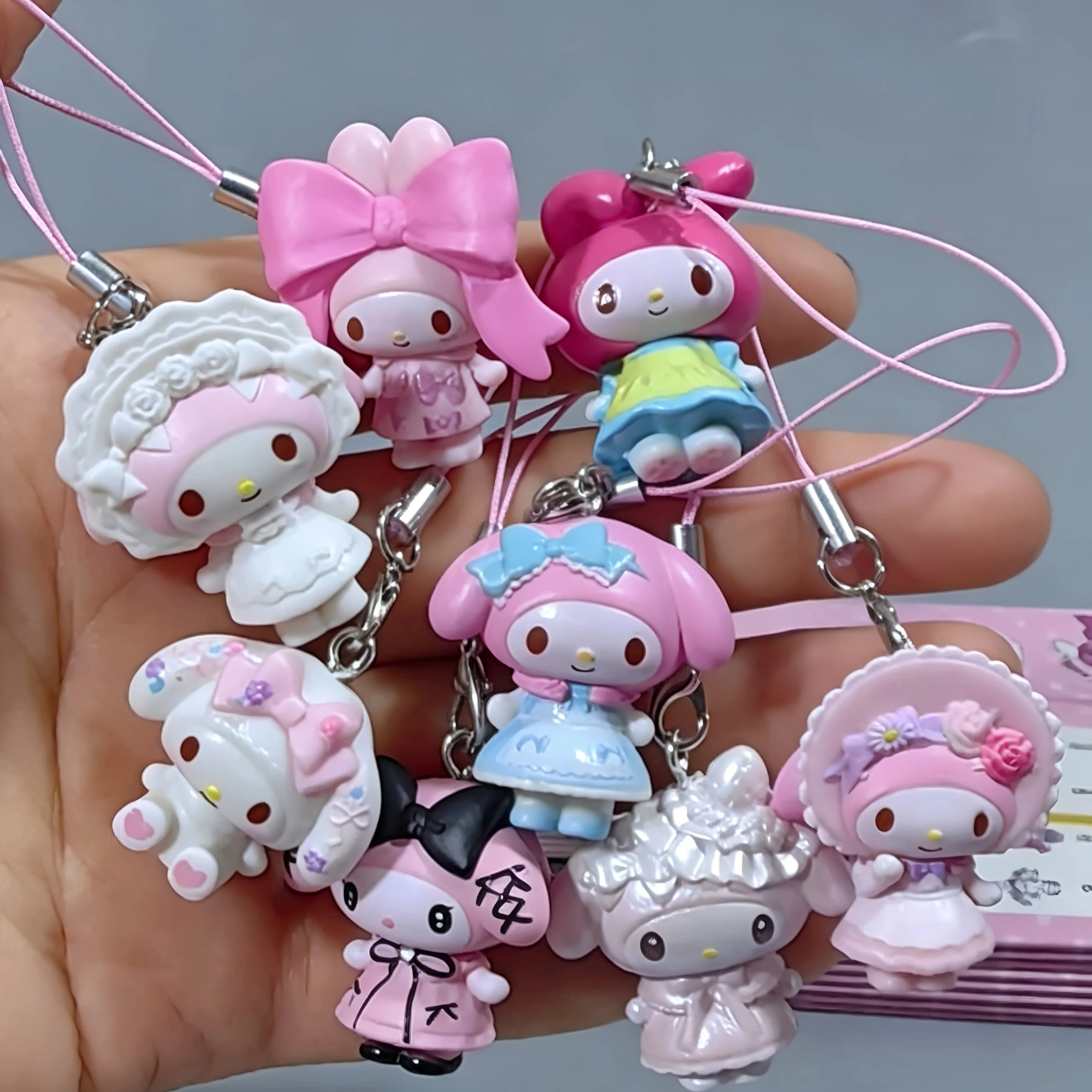 

Cute Bow Cat Melody Dress Up Sweet Girly Style Pendant Blind Box Lovely Cartoon Figure Keychain Bag Hanging Ornament Fans Gift