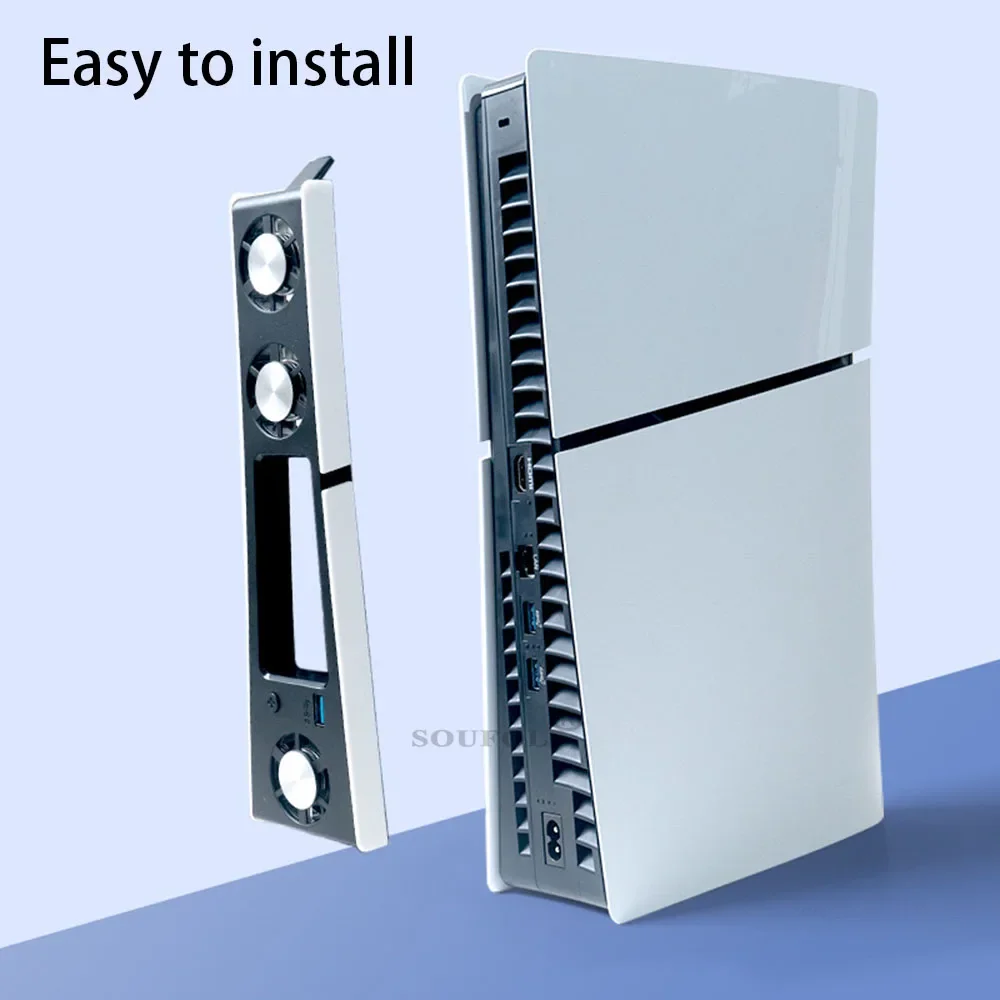 Nowy wentylator chłodzący z oświetleniem RGB do konsoli PS5 Slim z 3 wentylatorami Port USB 3.0 Cichy system chłodzenia do PS5 Slim Akcesoria do gier