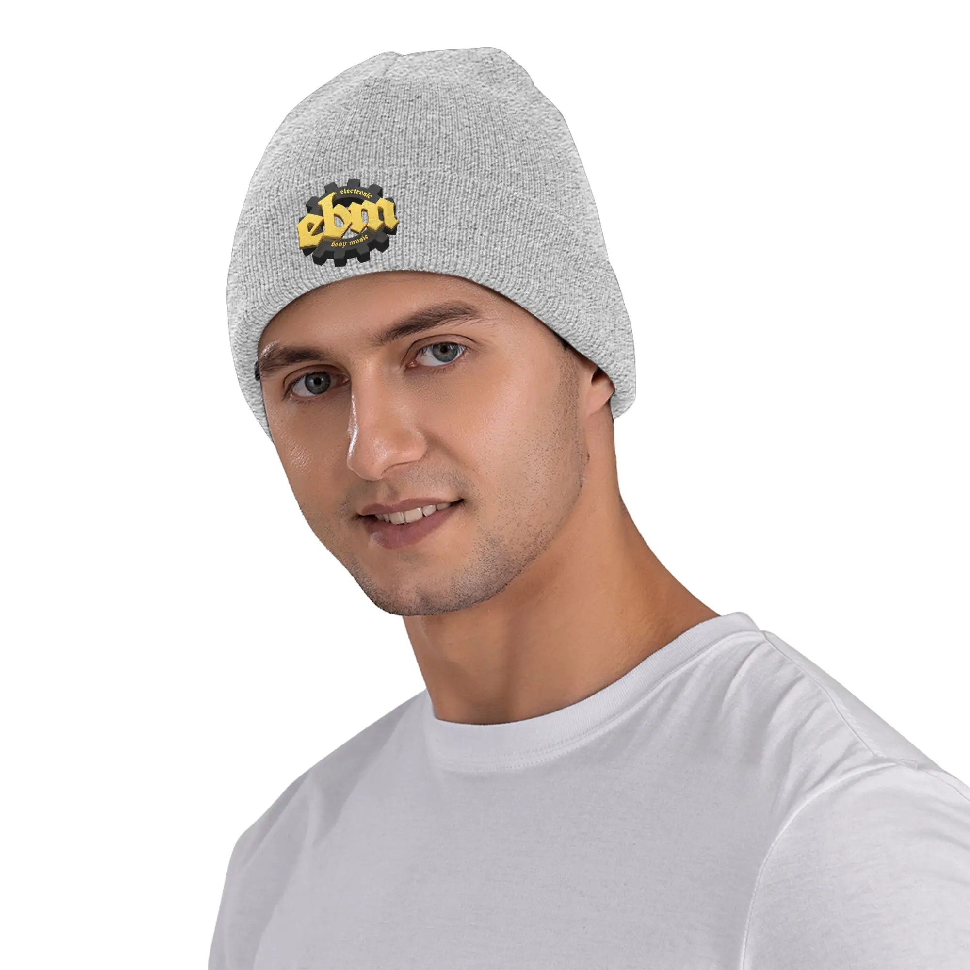 Electronic Body Music EBM Knitted Hat Women Men Skullies Beanies Autumn Winter Hot Sale Hats Acrylic Gear Dark Wave Crochet Cap