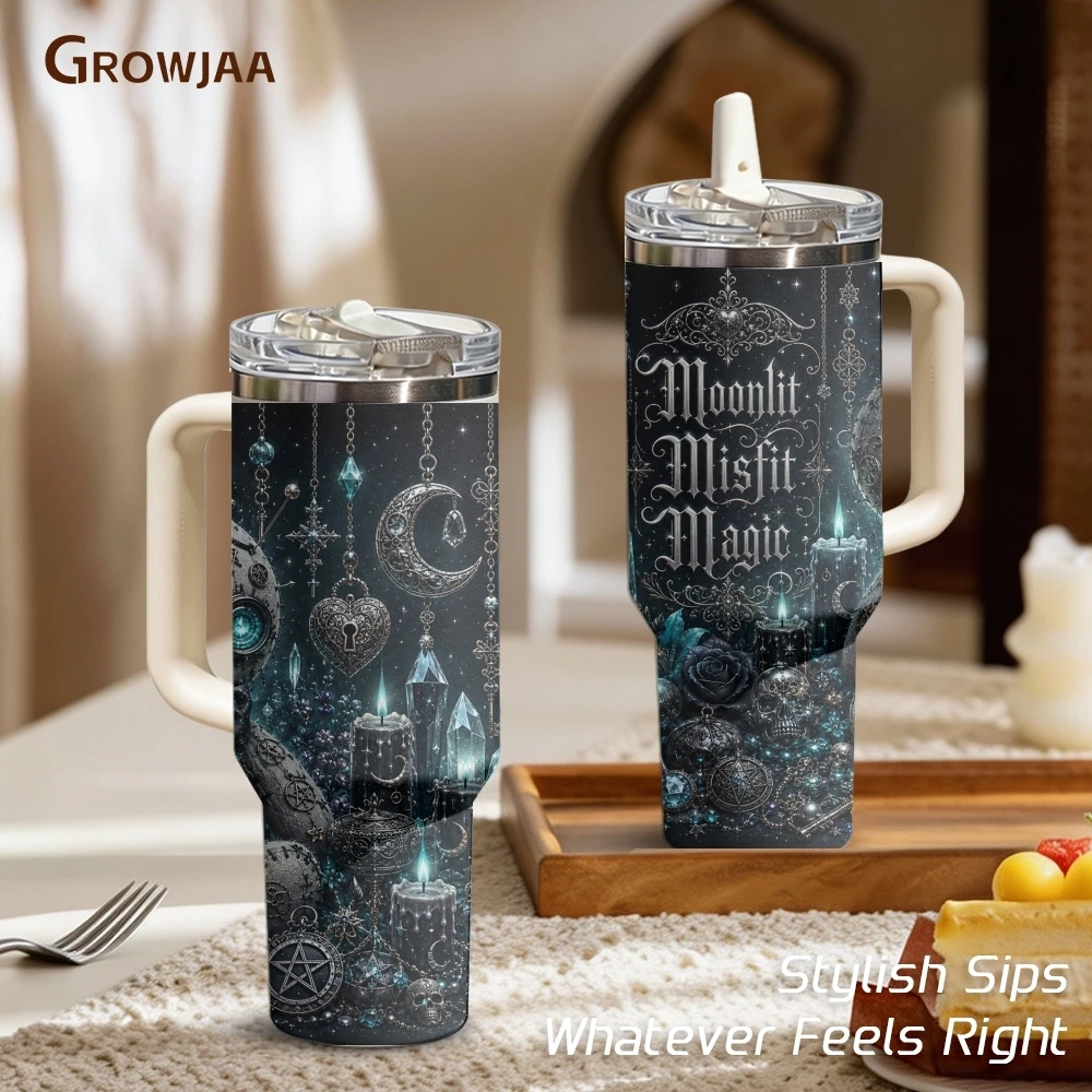 Midnight Doll Charm Gothic Magic Vacuum Flasks 40oz 3rd Gen Vacuum Insulated Stainless Steel Tumbler Cup With Handle Straw Lid