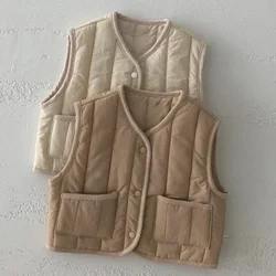 Autunno Inverno Bambini Ragazzi Ragazze Gilet imbottito in cotone caldo Giacca senza maniche Gilet Cappotto Capispalla per bambini