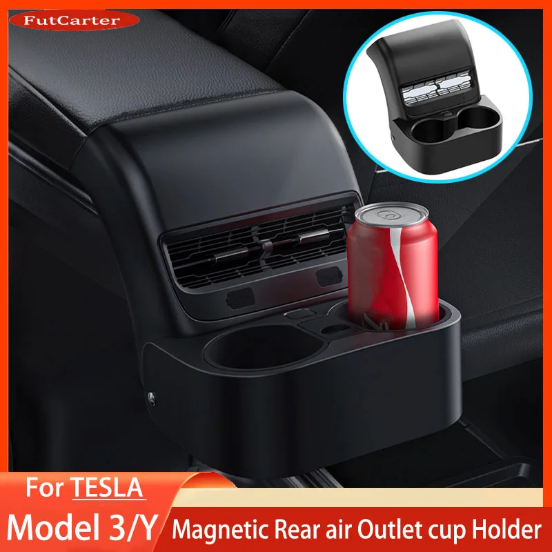 Per Tesla Model3 Y nuovo sedile posteriore Air Vent Car Water cup limitatore Drink Bottle Organizer portabicchieri multifunzione accessori