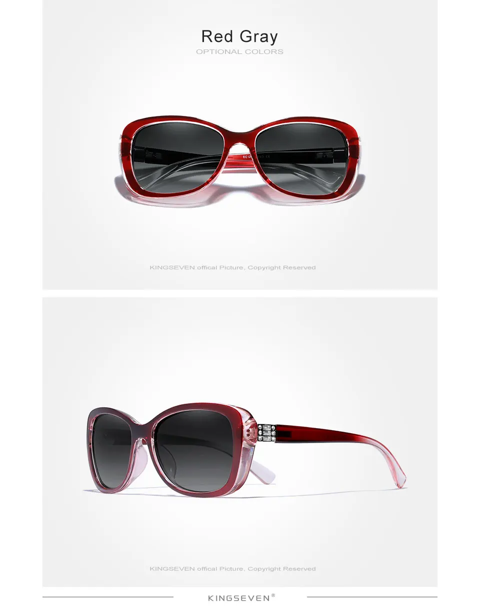 KINGSEVEN Young Style Damen-Sonnenbrille mit Farbverlauf und polarisierten Gläsern, luxuriöses Design, elegante Damen-Sonnenbrille für Damen – Detail 11
