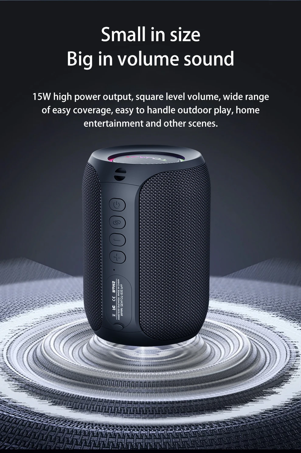 Zealot S32 Pro 15 W kabellose Lautsprecher, Dual-Pairing, 3600-mAh-Akku, 12 Stunden Spielzeit, lautes Stereo, boomender Bass. – Detail 3