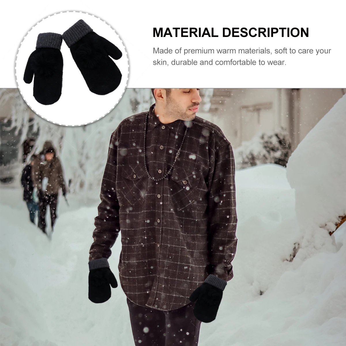 

2 Pairs Warm Winter Gloves Balls Wool Mittens Fleece Lined Full Fingers Women Newborn Outdoor Cycling Soft Durable