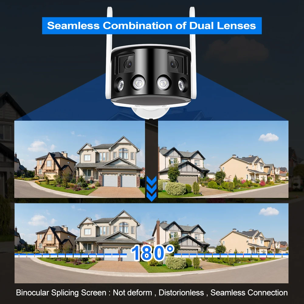 4K 8MP WIFI Dual Lens Panoramic CCTV IP Camera 180° Wide Viewing Angle Outdoor Audio Onvif 4MP Security Surveillance ICSEE