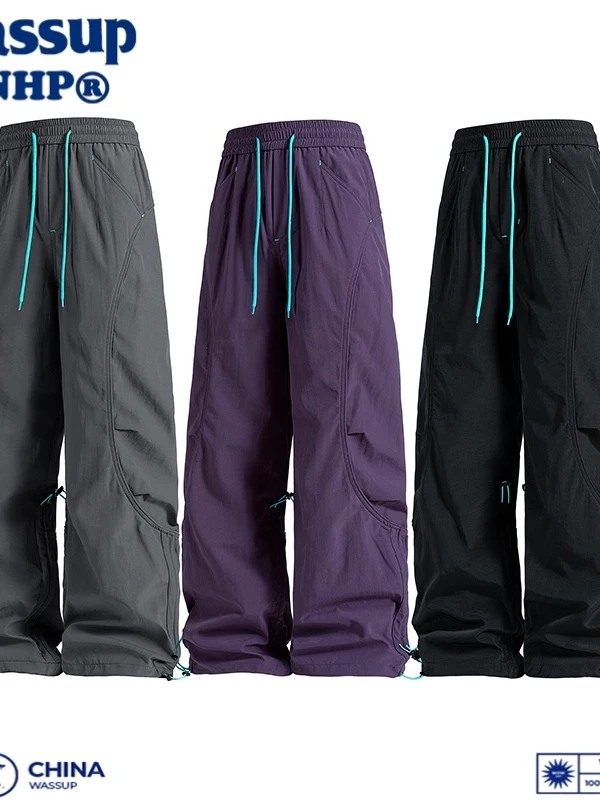 

American Sle Workwear Trousers Casual Outdoor Folded Sport Paratrooper Straight Leg Long Pants Autumn Season Polyester Fiber