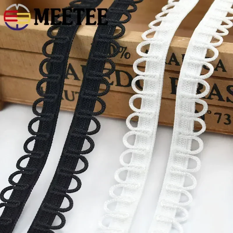 5/10/20M Meetee Nylon Elastic Band Loop Trim U-wave Stretch Collar Buttons Lace Rubber Bands Dress Ribbon DIY Sewing Accessories