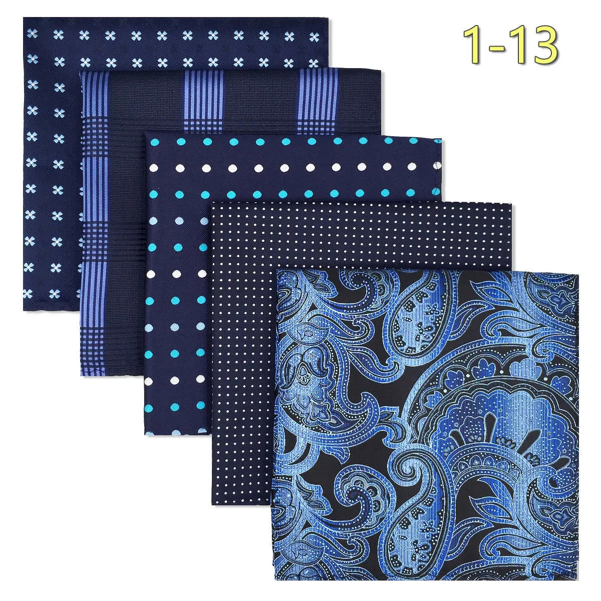 5 PCS Men's Pocket Square Set, Assorted Handkerchief Styles