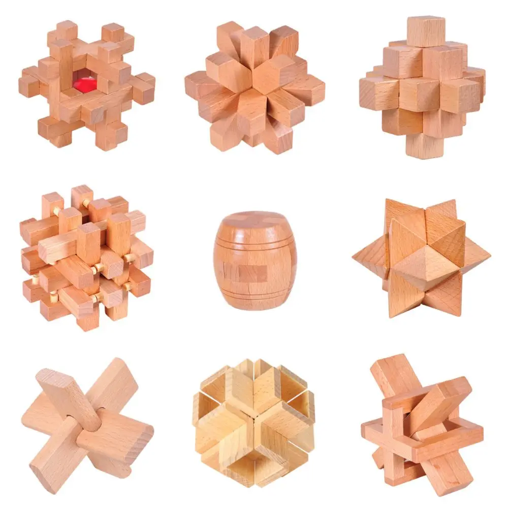 Mind Challenge Wooden Kongming Puzzle Puzzle Funny Luban Lock Unlocking Classic Wooden Puzzle Birthday Gift