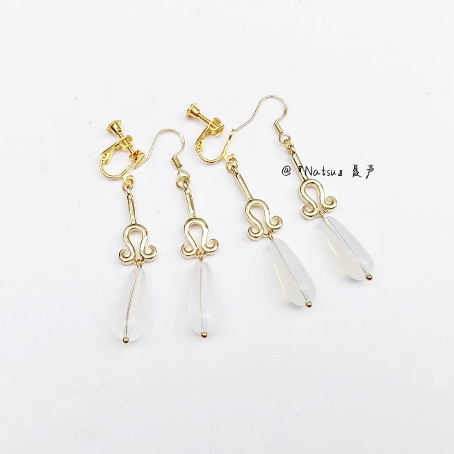 Anime Game Honkai: Star Rail Jingliu Metal Earrings Take Photo Props Accessories Cosplay Costume Ear Clips Acrylic