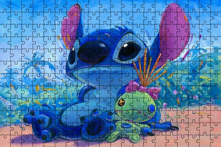 Stitch 300/500/1000 piezas de madera de dibujos animados de Disney juego de rompecabezas hecho a mano, decoración de regalo de vacaciones preferida