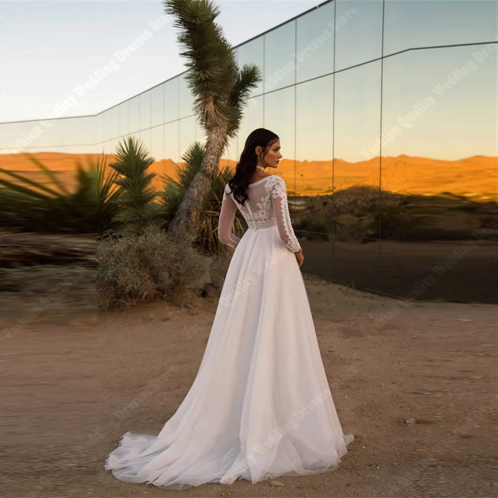 Vestido De novia con escote cuadrado para mujer, traje Sexy De corte en A con abertura alta, longitud hasta El trapeado, baile De celebridades