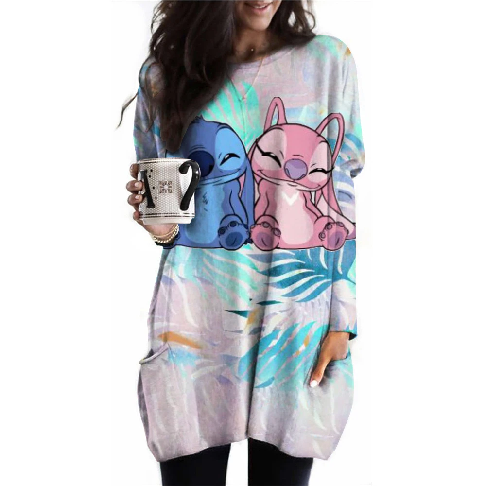 Disney's Lilo & Stitch Women's Long Sleeve T-shirt Autumn Casual Cute New Youth Women's Wear Y2k Kawaii 3D Printed High Quality