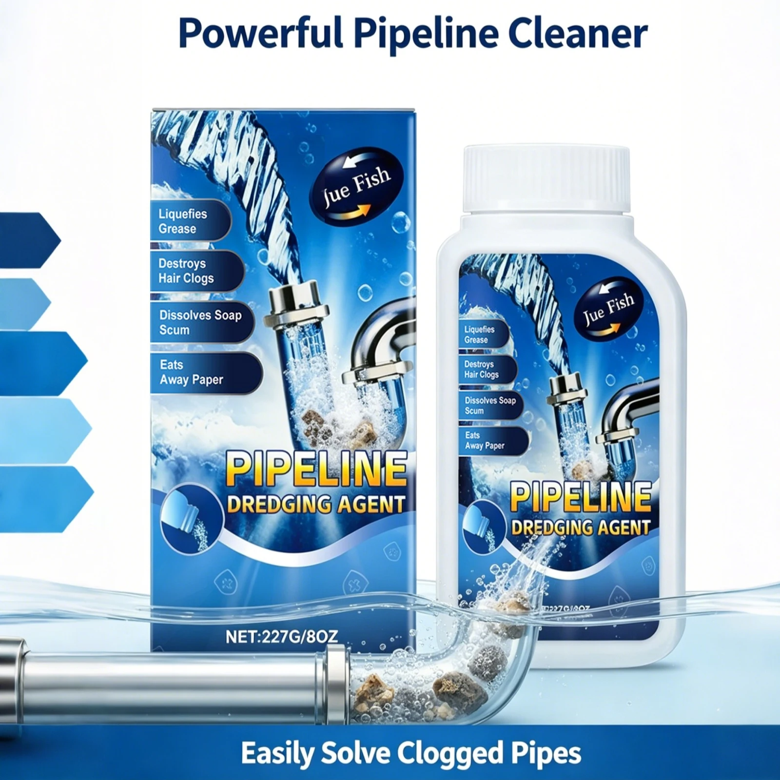 Powerful Pipe Dredge Agent For Kitchen Toilet Bathroom Quick Cleaning Drain Multi-Purpose Drain Unblocker Pipeline Cleaning Tool