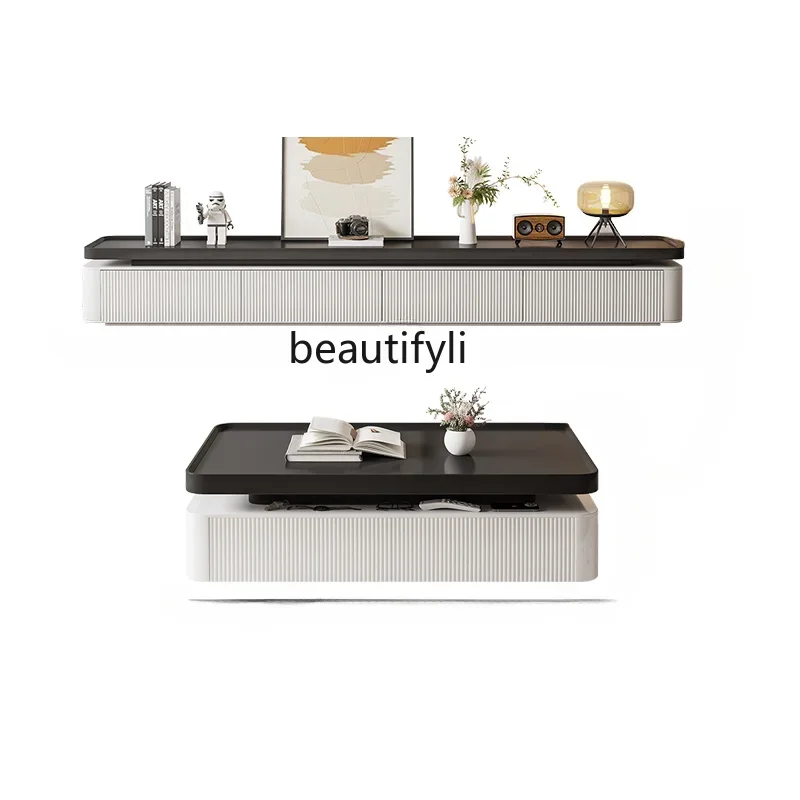 

S Living Room Home Small Apartment Storage Simple and Light Luxury High Sense Coffee Table TV Cabinet Floor Type drawer furnitur