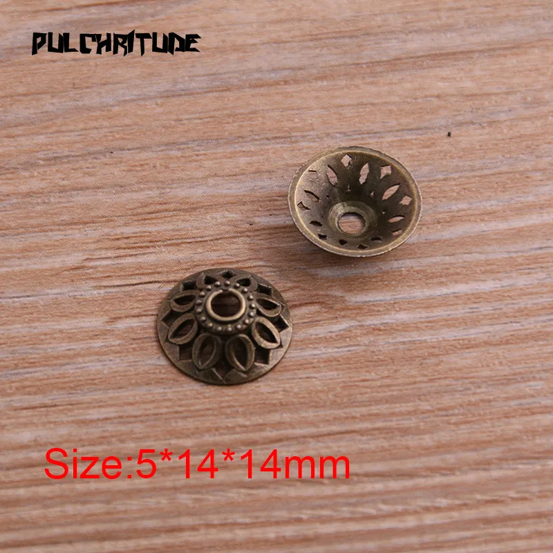 40pcs 5*14*14mm Two Color Receptacle Hollow Flower DIY Spaced Jewelry Accessories Charms For Jewelry Making