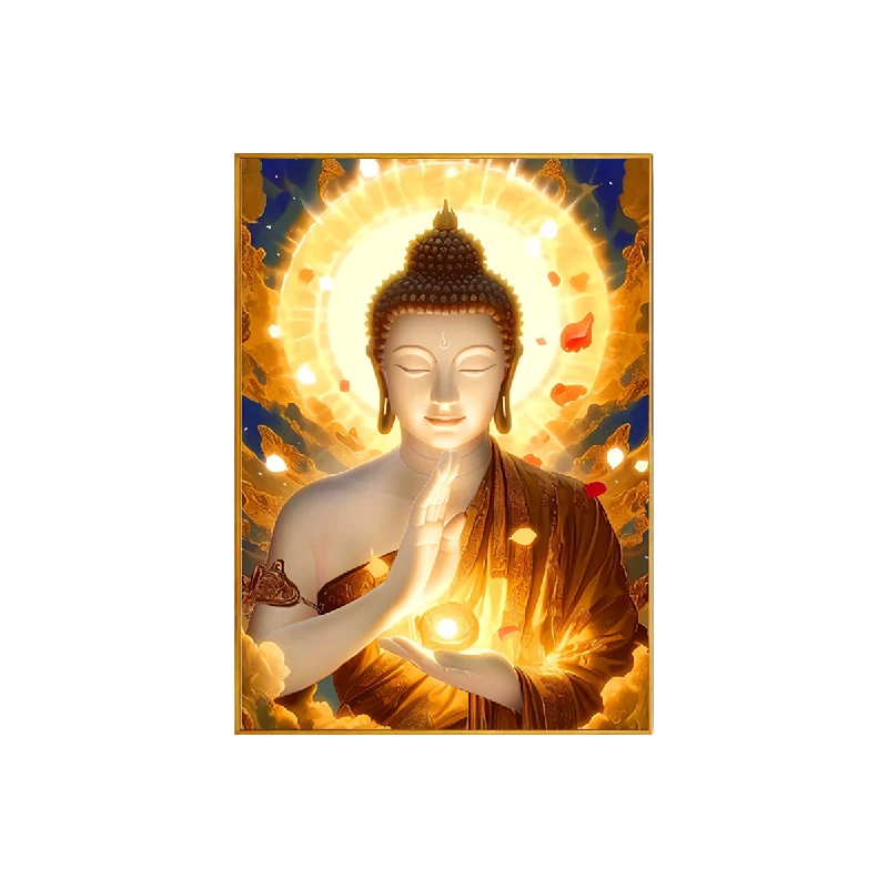 

New 2025 Monaa Royal Cross Stitch Kit Buddha Line Embroidery Large Living Room Entrance l Decorative Cotton Fabric