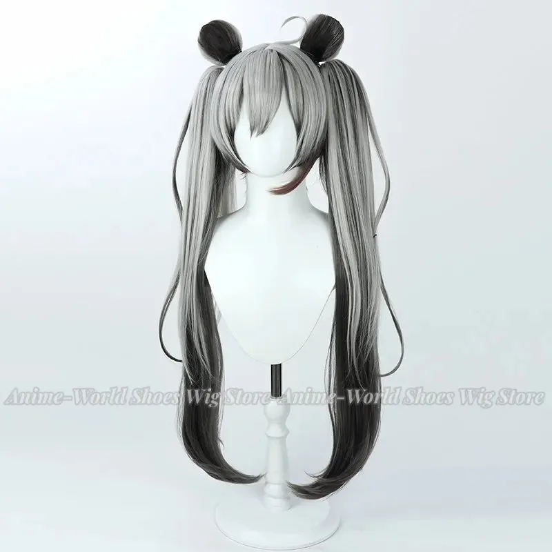 치도리 미치루 코스프레 가발 블루 아카이브 그레이 블랙 혼합 포니 테일 90cm 내열성 합성 머리 할로윈 역할 놀이 파티