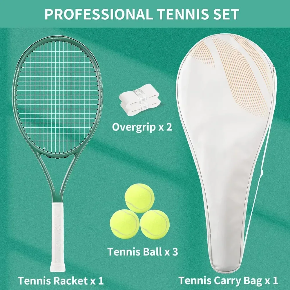 Tennis Racket - Super Value Set with Pre-Strung, 27'' Tennis Racquet for Beginner, Comfortable Handle, includes 3 Tennis Balls