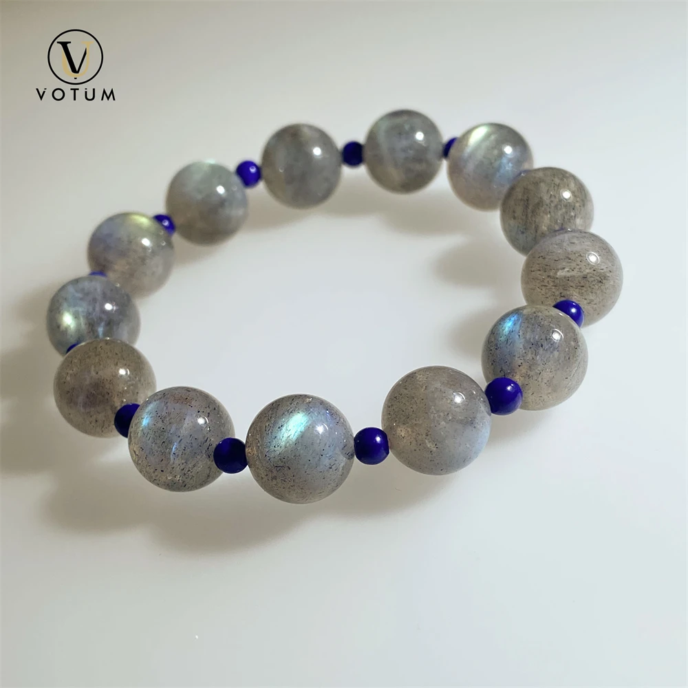 Votum Natural Lapis Lazuli Grey Moonstone Labradorite Beaded Bracelet for Women Men Crystal Healing Reiki Stone Bracelets Gift
