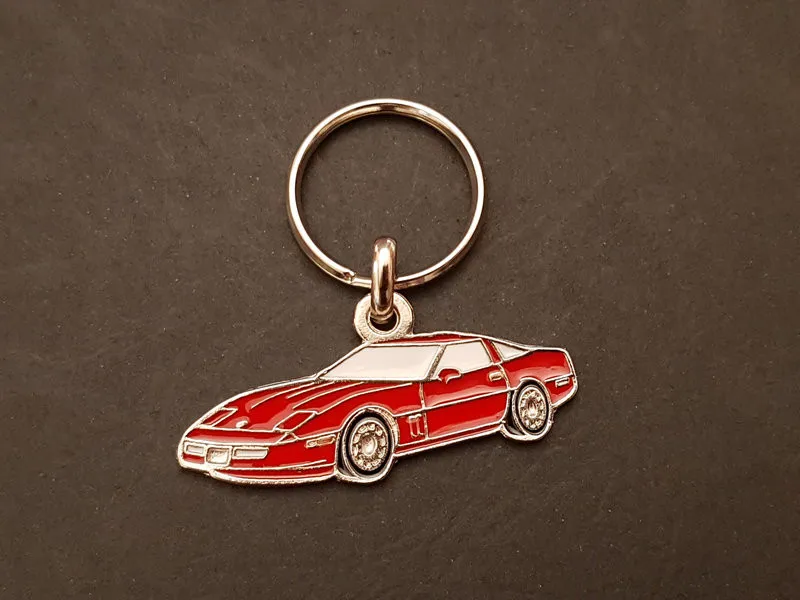 Keychain Chevrolet Corvette C4, 5.4 V8 ZR1 (red) profile key ring