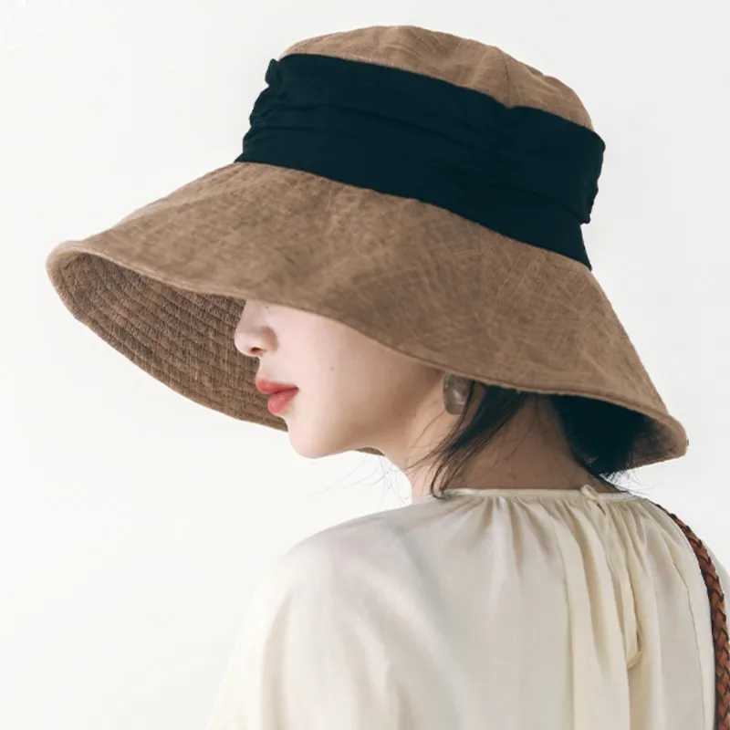 High Quality Niche Designer Style Linen Breathable Big Brim Female All-Matching Fisherman Hat