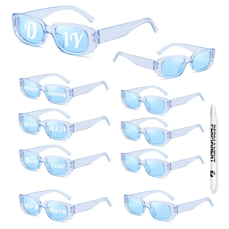 KAMMPT 10-Paar-Stift-Set, DIY-Buchstaben, modische Farbtöne, Damen, stilvoll, rechteckig, rosa Sonnenbrille, Rave-Party-Requisiten, Dekor, Sonnenbrille – Detail 12
