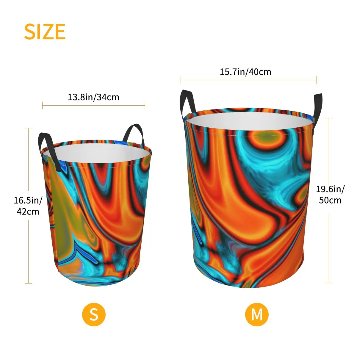 Vivid Modern Southwest Hipster Turquoise Orange Swirls Dirty Laundry Baskets Folding Large Waterproof Sundries Storage Basket