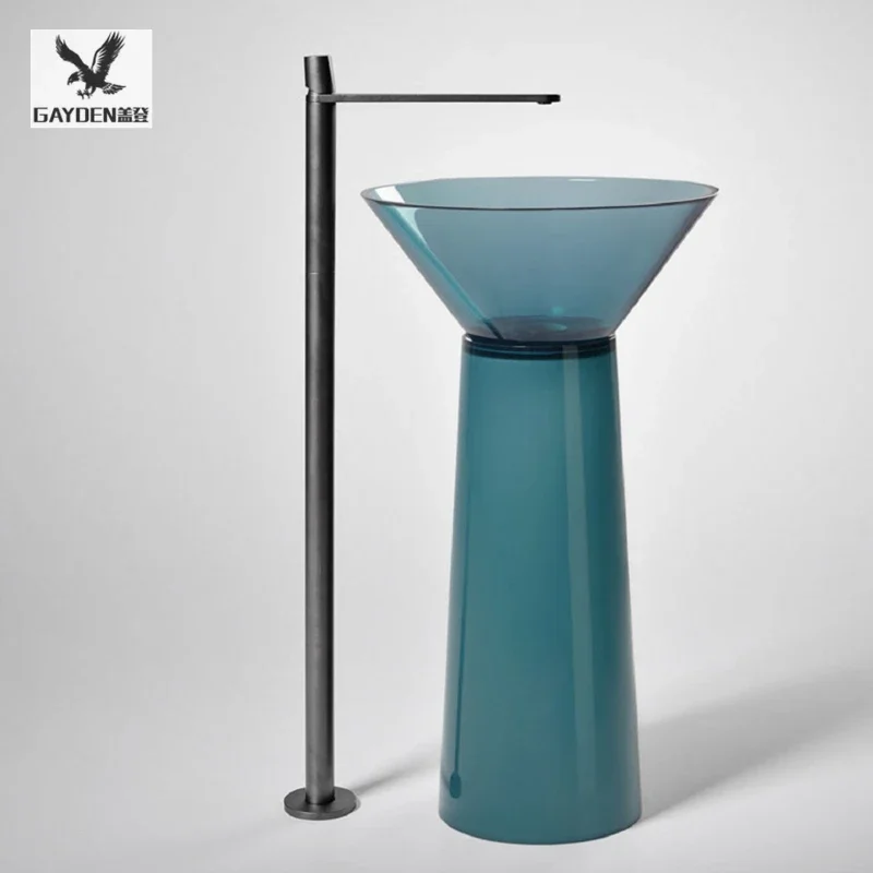 

Transparent green resin homestay floor-to-ceiling balcony outdoor washbasin washbasin washbasin column basin customization