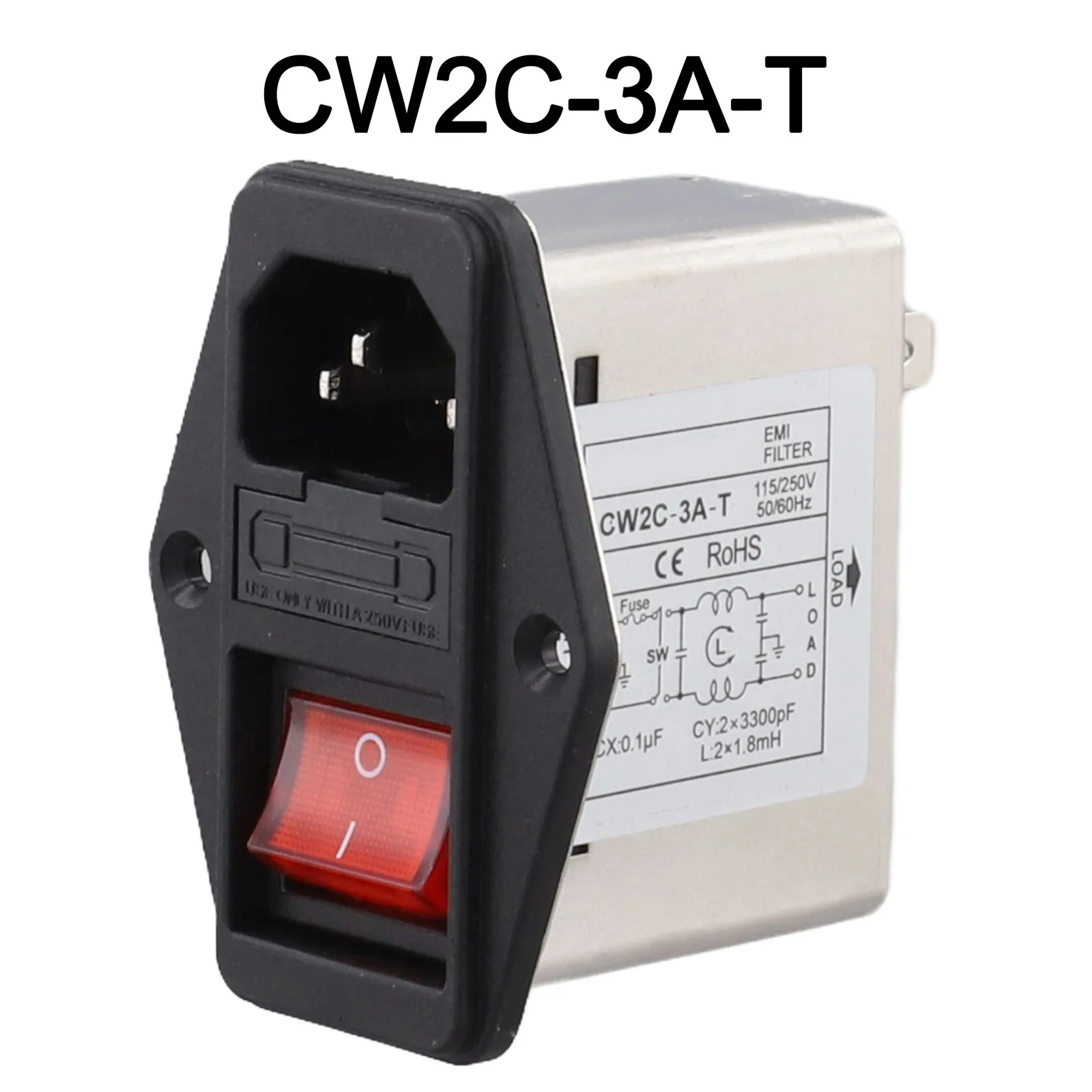 1pc CW2C T CW2B T Power Filter With Light Safety Switch IEC Socket Type Fuse Switch For Communication Mechanical Equipment Tools