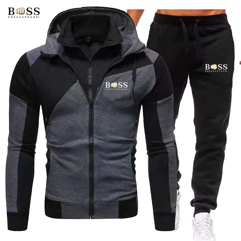

2024 Autumn And Winter Men's Zippered Jacket Hooded Pullover+sports Pants Sports Casual Jogging Sportswear Two-piece Set