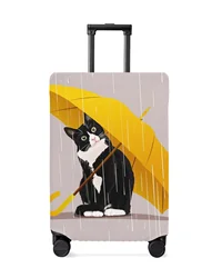 Juste de protection pour bagages de voyage chat parapluie jaune, étui anti-poussière élastique, accessoires de valise, manchon de protection, 18 