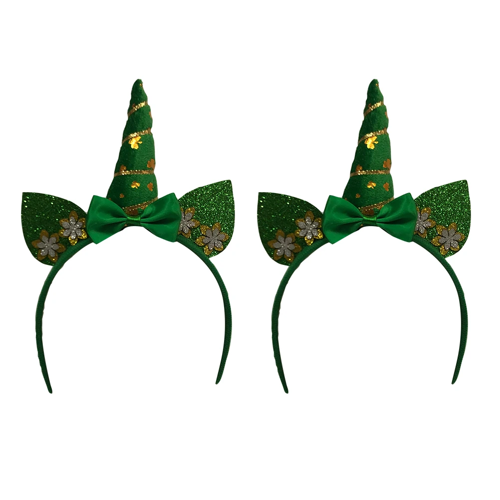 

2 шт., красочная повязка на голову с единорогом, праздничные обручи для волос, аксессуары для вечеринок ко Дню Святого Патрика