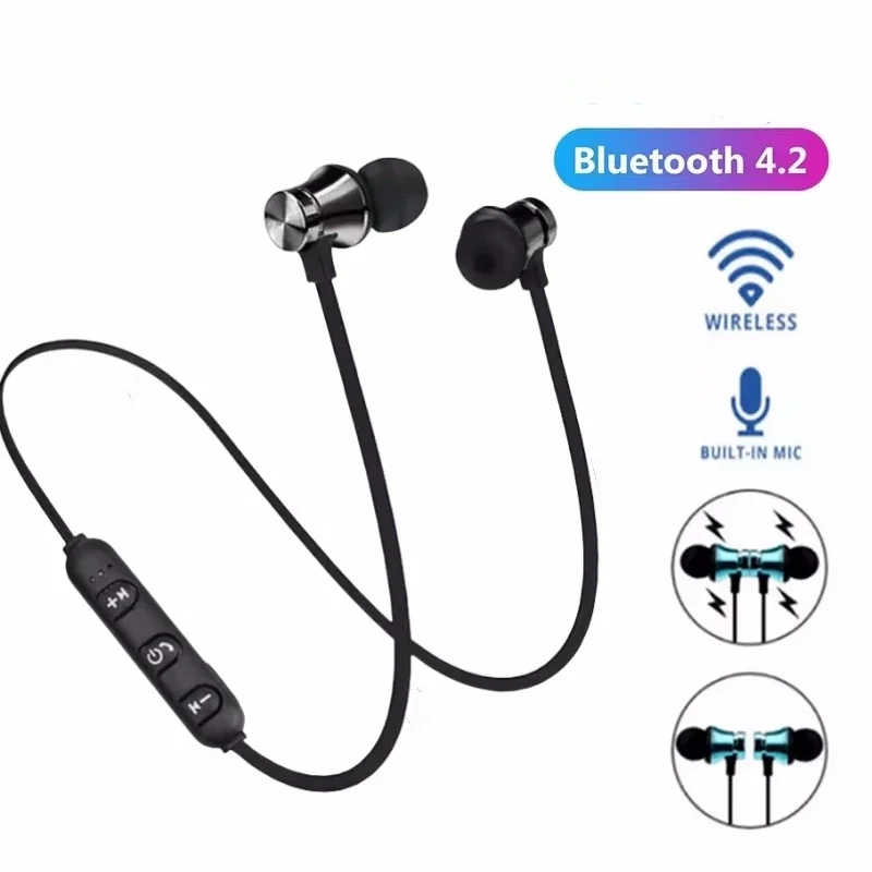 Magnetic Wireless Bluetooth Earphone New Neckband in-Ear True Wireless Stereo Sport Earbuds Headphone with Mic for Samrtphones