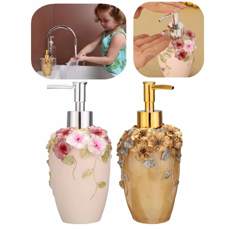 Vintage Soap Dispenser Luxury Exquisite Resin Colorful Painted by Hand Durable Soap Dispenser for Bathroom Kitchen Hotel