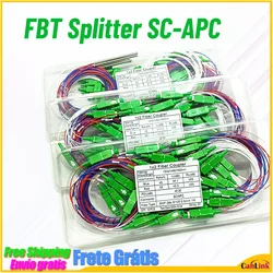 10pcs/lot Fiber Optic FBT Splitter SC APC 1x2 10/90 0.9mm With Connector Unbalance Coupler Optional Splitter Ratio