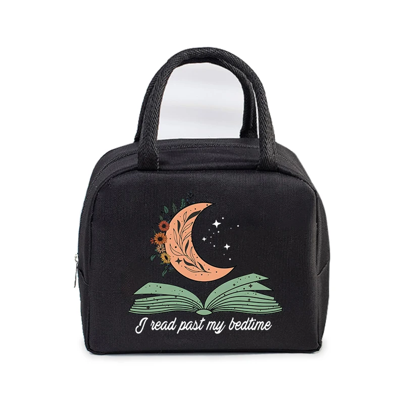 1Pcs Portable Lunch Bag Vintage Books Tree Pattern Cooler Pack Lunch Box Insulation Package Insulated Thermal Women Lunch Bag