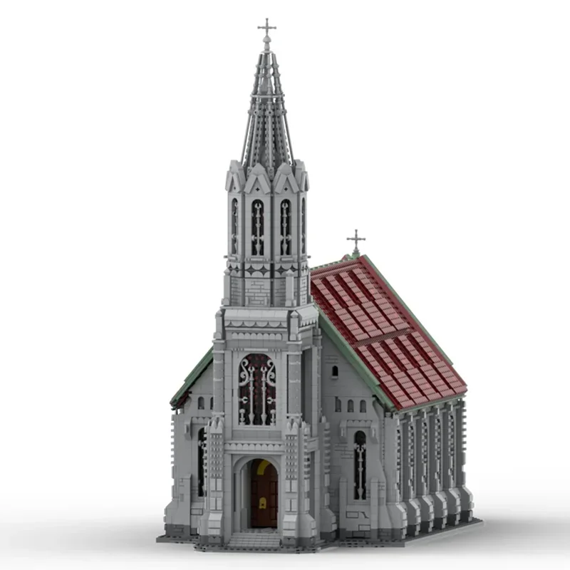 Street View Modell Moc Bausteine Alte Kirche Architektur Modell Technologie Ziegel DIY Montage Bau Spielzeug Urlaub Geschenke