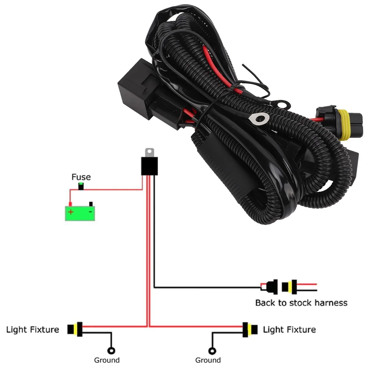 Auto-Nebelscheinwerfer-Relaiskabelbaum HID 9005 9006 H11 880 Relaisadapter Verlängerungskabel 40A LED- und Halogen-Nebelscheinwerfer-Anschluss – Detail 2