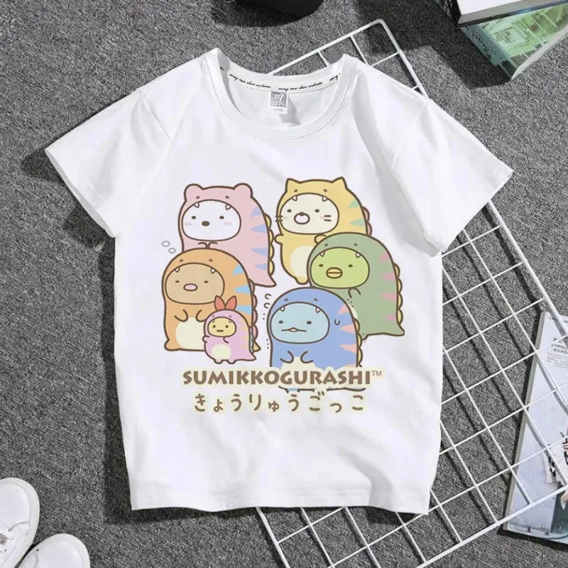 Anime Sumikko Printed White Kids T-Shirt Kids Japanese Manga Manga Sumikkogurashi Top Summer Small Baby Clothes