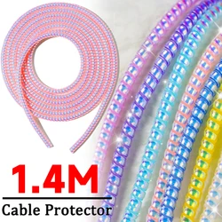 Protector de Cable de cargador en espiral, cuerda de protección de resorte antirotura para Cable de carga USB, bobinadora de datos de auriculares, 1,4 m