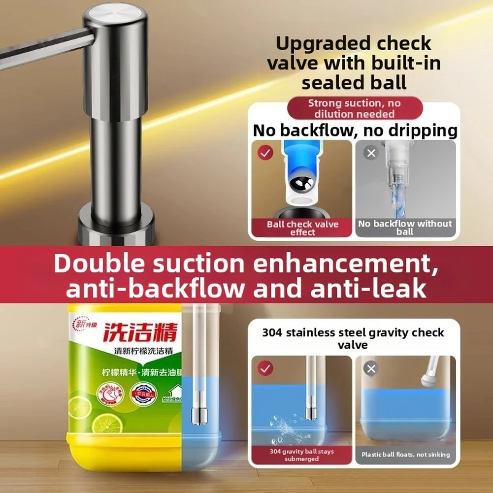 For Kitchen Sink Mounted Soap Dispenser with Stainless Steel Quick Connect Fitting and Long-Lasting Silicone Tube