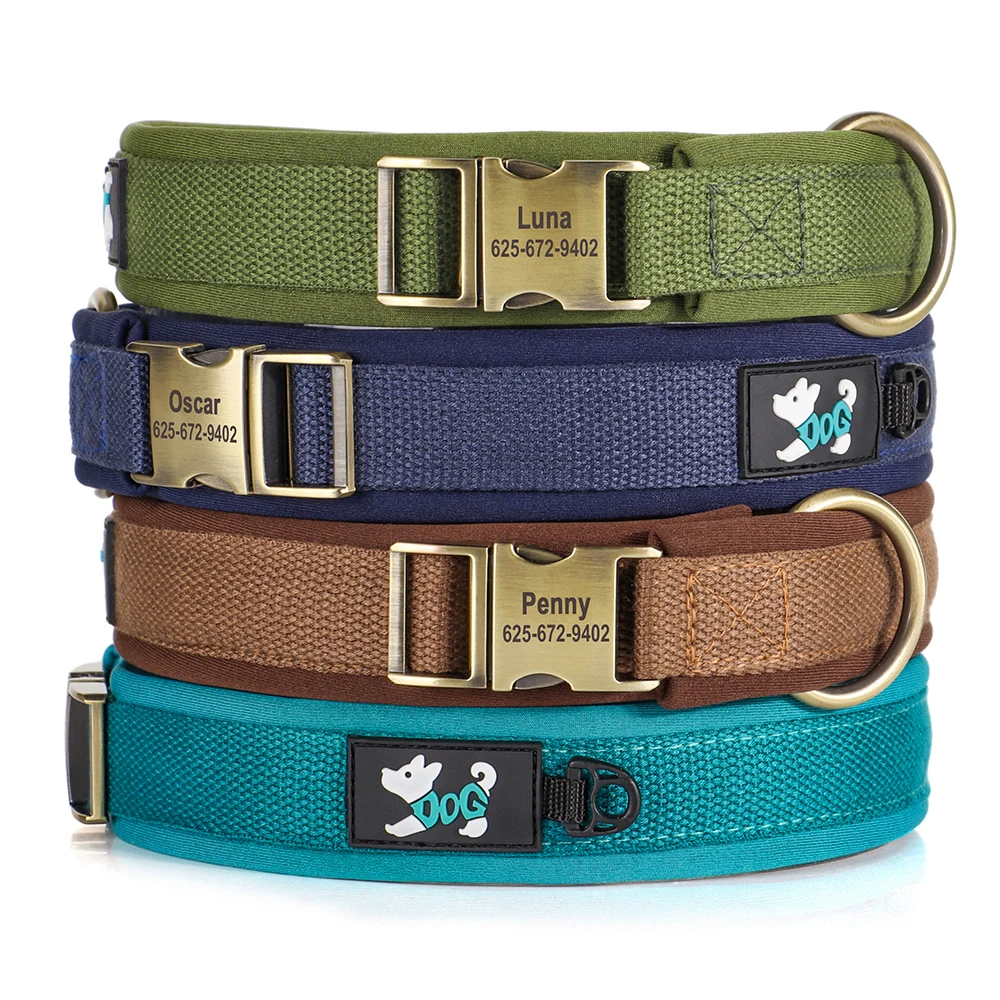 Personalized Nylon Dog Collar Adjustable Dog Collars Customized Pet ID Collar for Small Medium Large Dogs Free Engraving