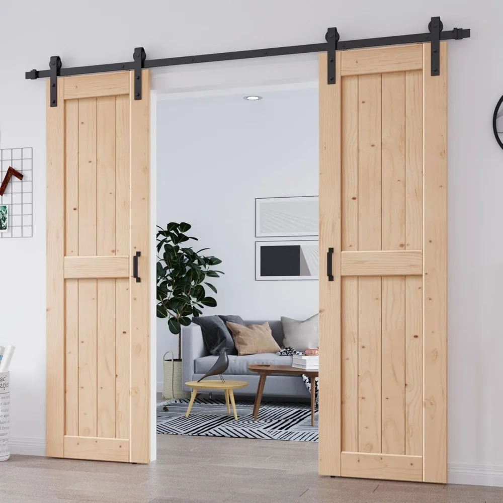 Barn Door with Sliding Door Hardware & Handle Included,Assemblely,Easy Install,Apply to Interior Rooms & Storage Closet,Frame