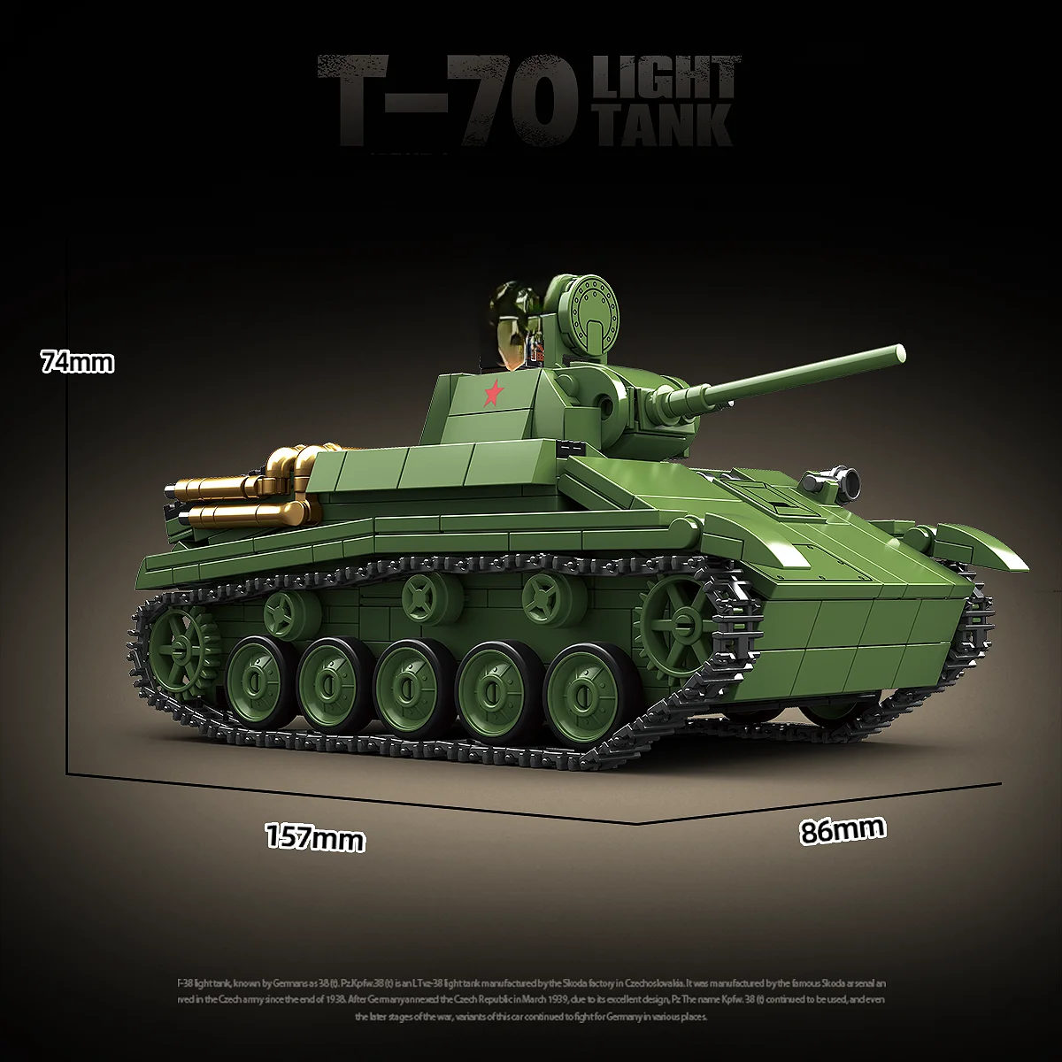 

Soviet T-70 Light Tank Building Blocks Military Armor Vehicle Model Bricks Set War Diorama Boys Educational Toy Gift