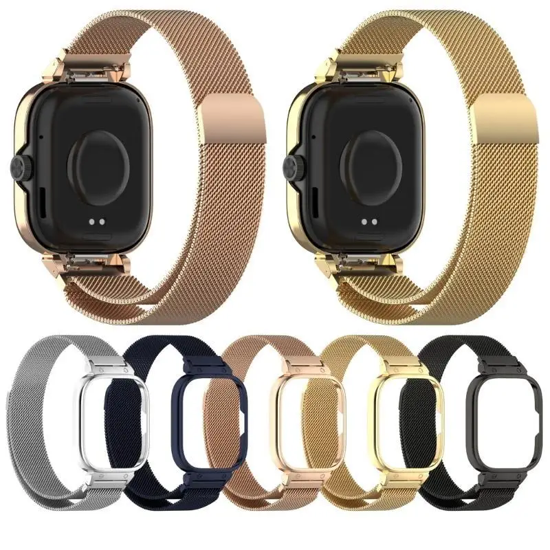 R53C Luxury Steel Band Replacement Watch Band Metal Watchband with Watch Frame Simple Installation for Watch 5