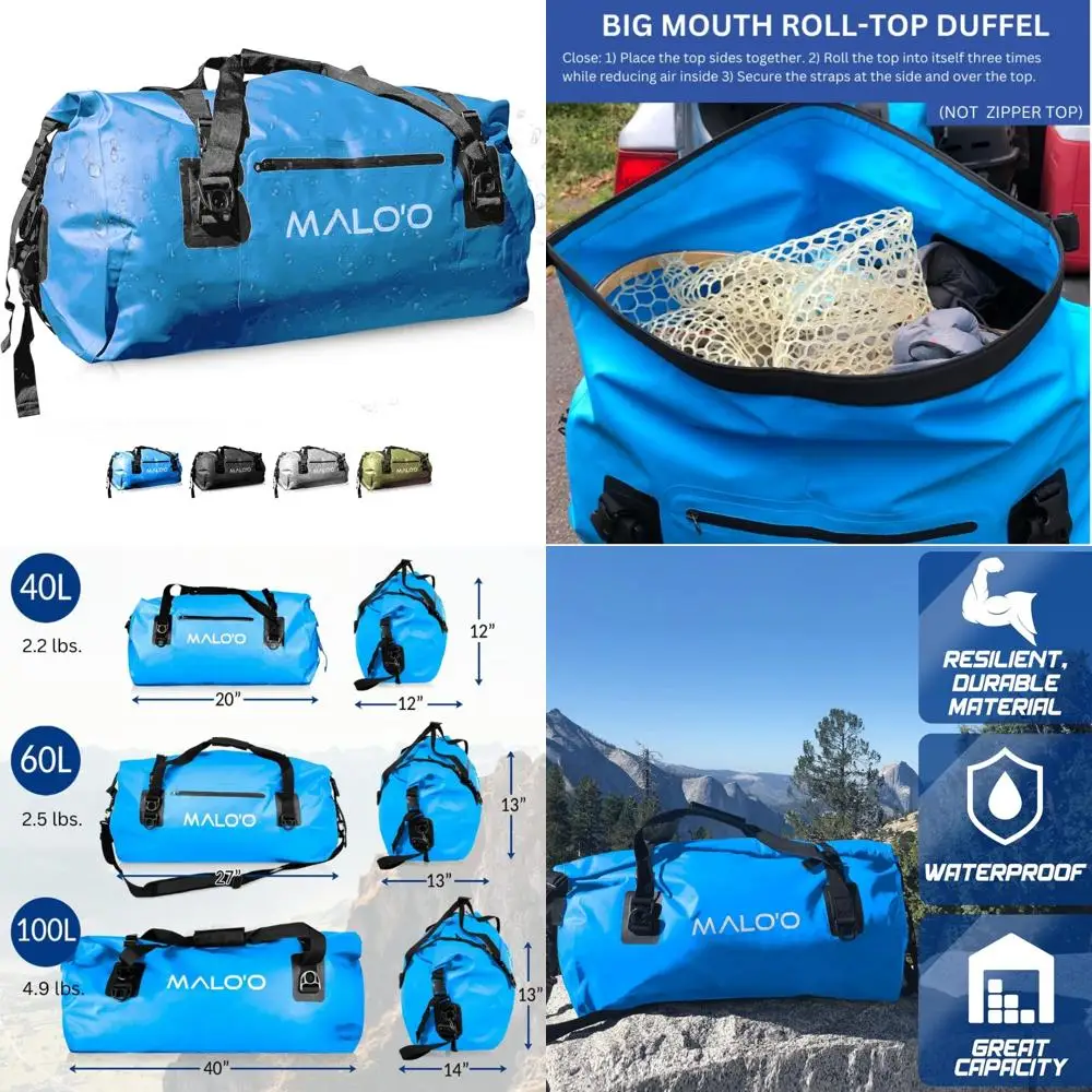 

Waterproof Dry Bags for Outdoor Activities - Large Capacity Roll Top Duffel 40L, 60L, 100L for Kayaking, Rafting, Boating, Swimm