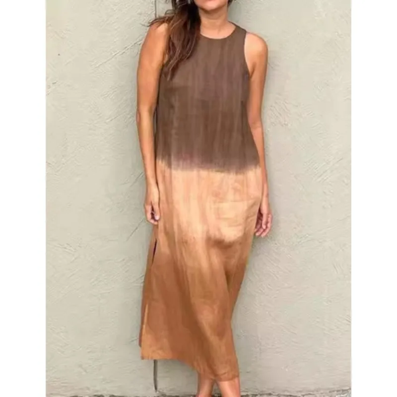 فساتين نسائية طويلة متدرجة بدون أكمام فستان عشاء ريترو برقبة على شكل حرف v فستان مثير للحفلات من Indianos فستان طويل مطبوع فساتين سهرة