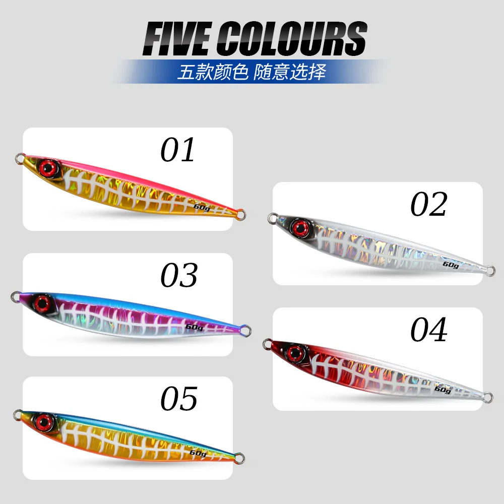 CASTFUN Sardine Glow Casting Jig Lure 40g 60g 80g 100g Slow Jig Saltwater Jigging Lure Fishing Lure Fishing Bait Outdoor Fishing